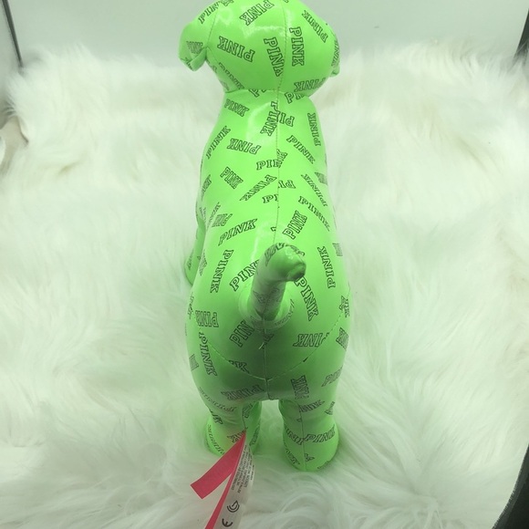 Pink Victoria Secret Stuff Plush Animal Dog Green - Picture 8 of 10